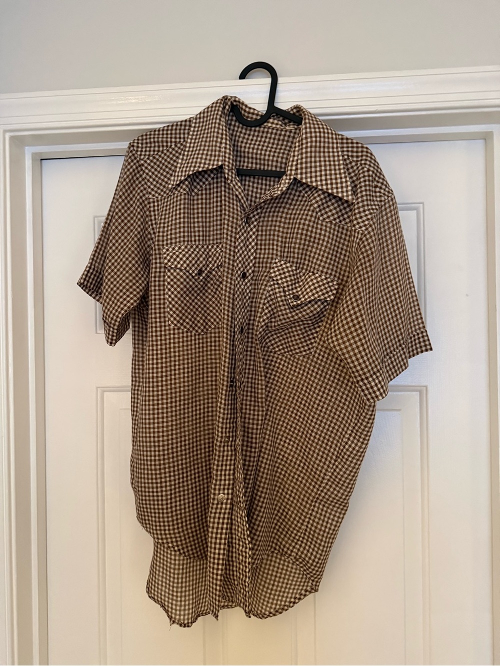 Brown checkered western button up